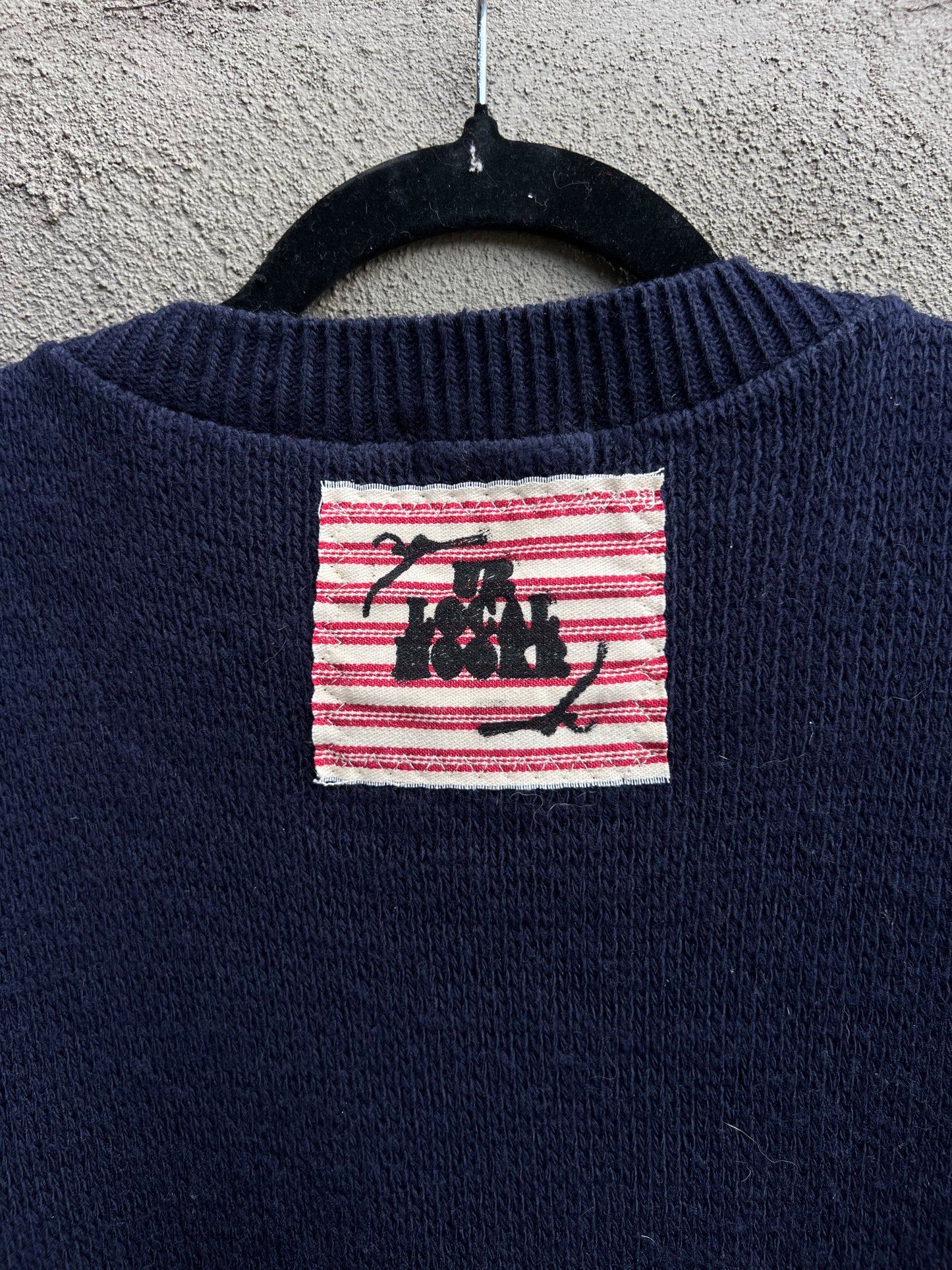 Say it Like You Mean it - Hand Embroidered Navy Sweater