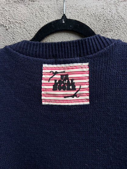 Say it Like You Mean it - Hand Embroidered Navy Sweater