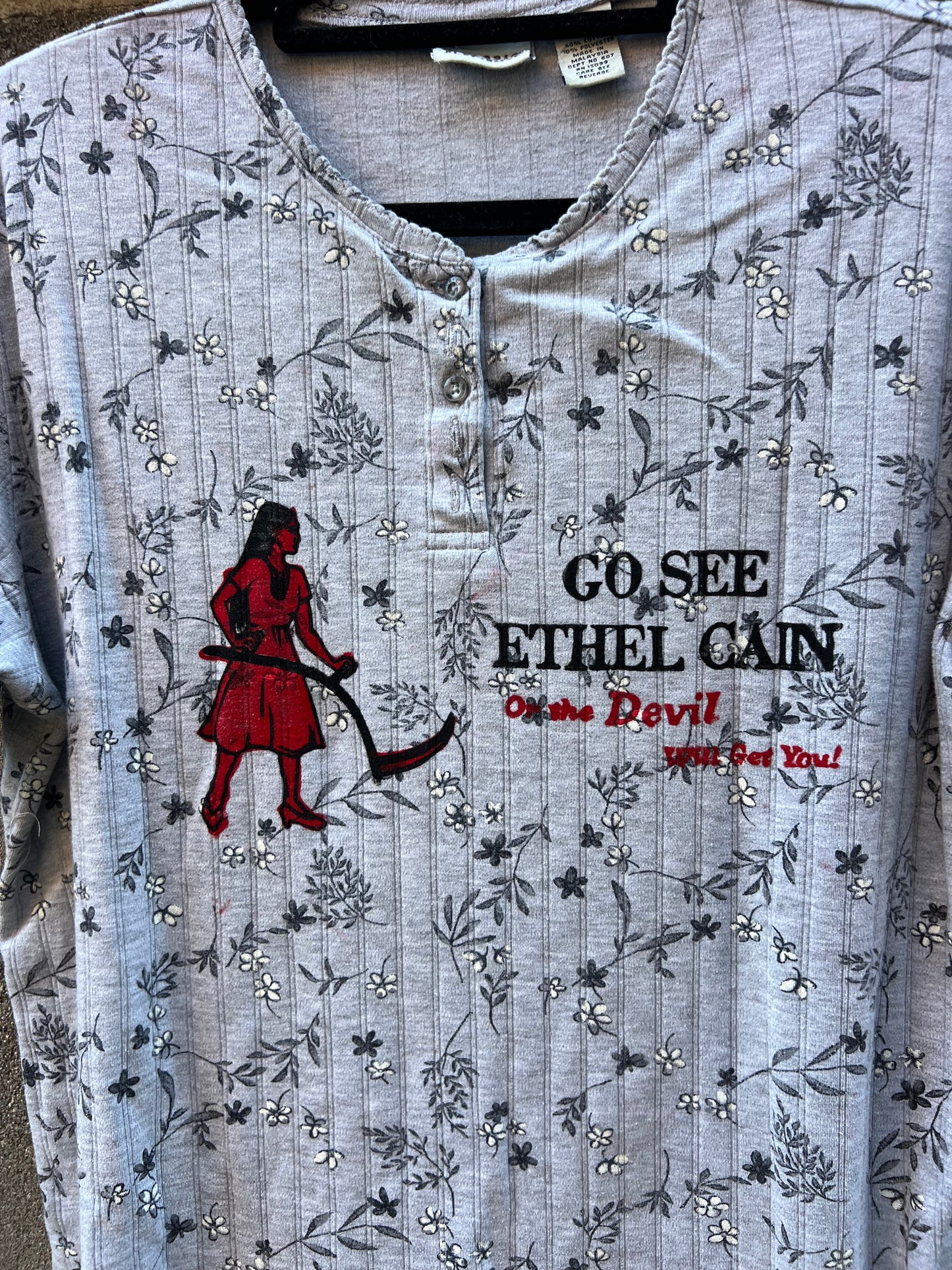 Go See Ethel Cain or the Devil Will Get You - Vintage Grey Floral Shirt