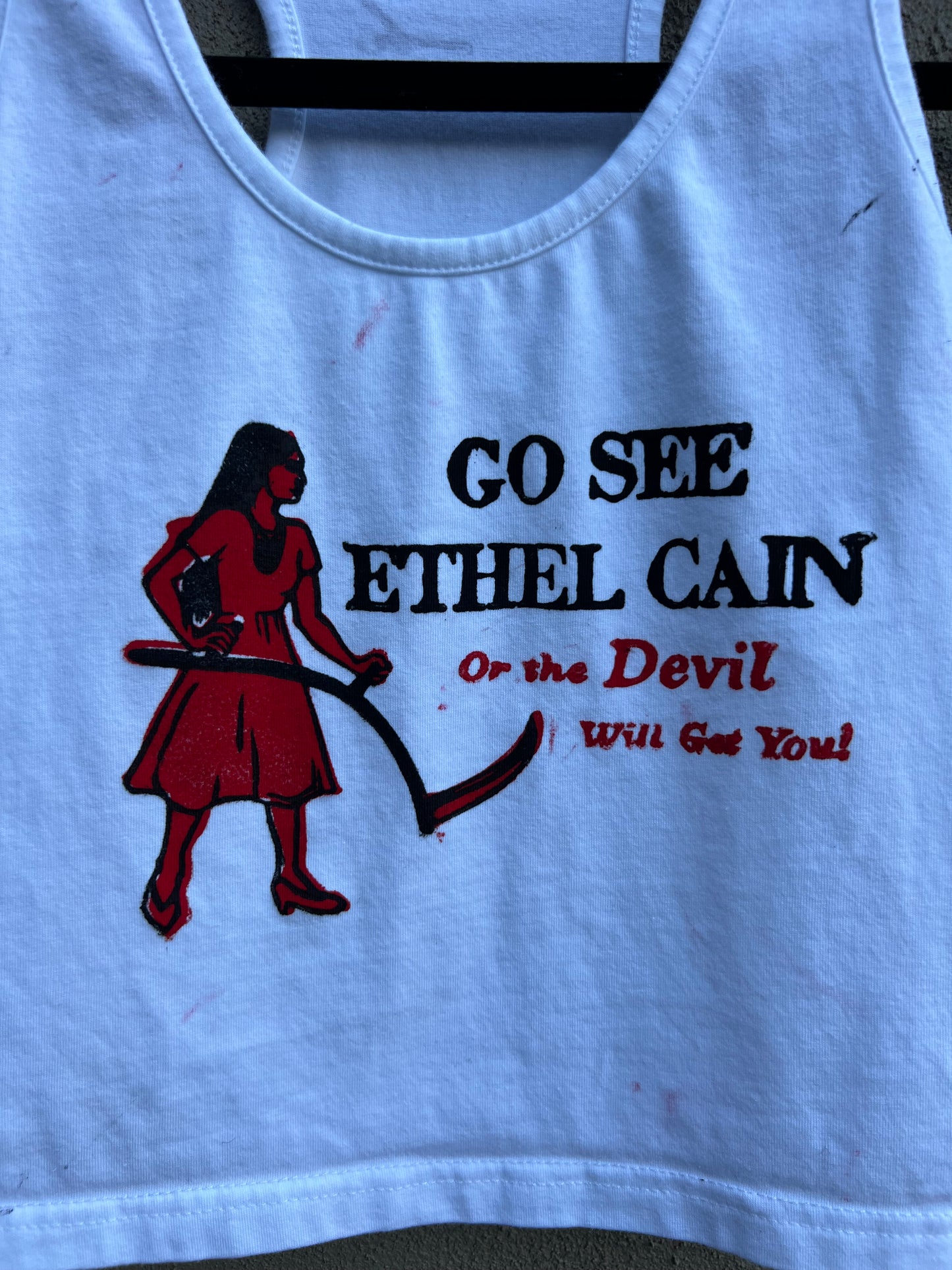 Go See Ethel Cain or the Devil Will Get You - White Racerback Tank