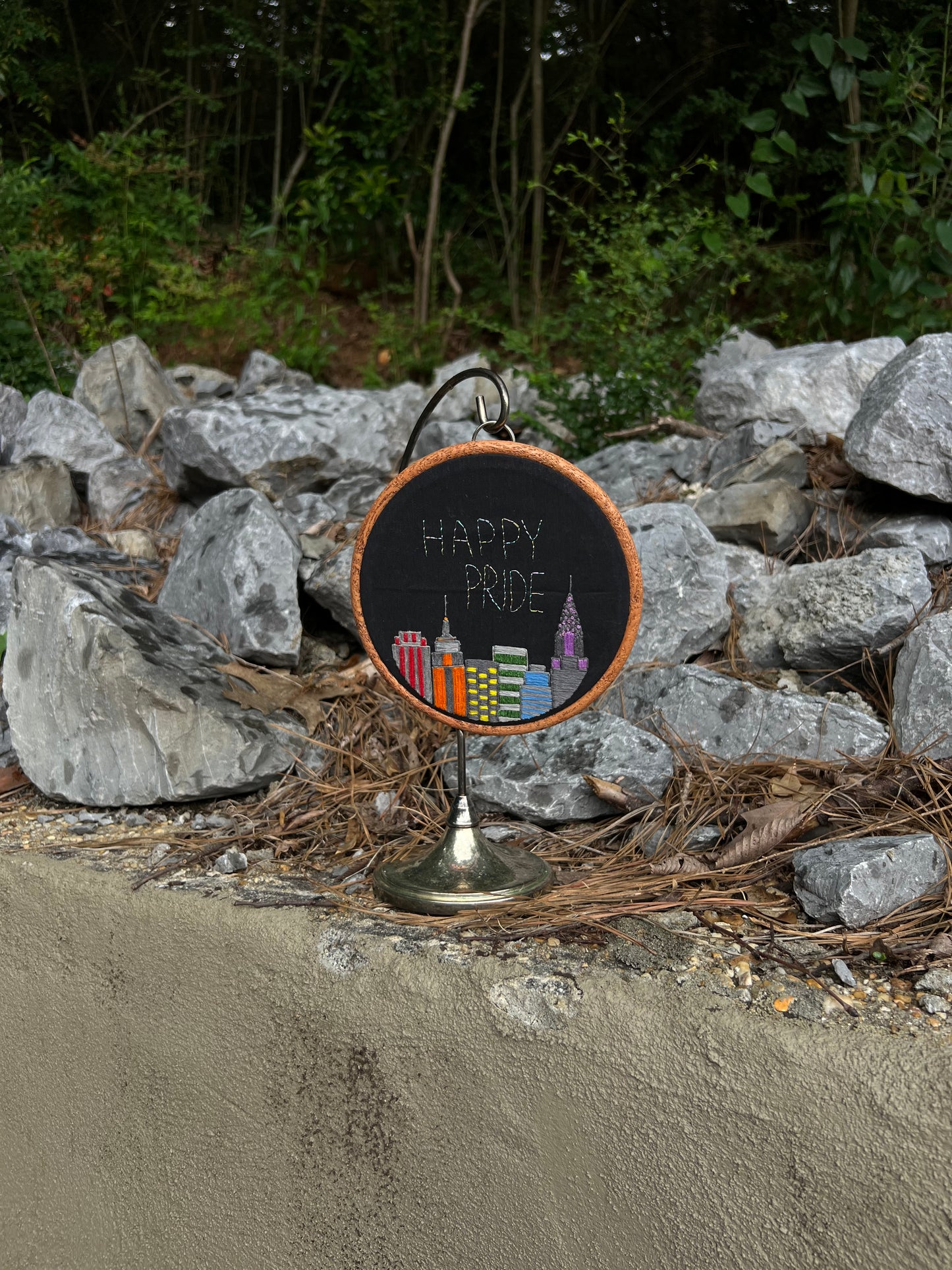 Happy Pride Cityscape - Hand Embroidery