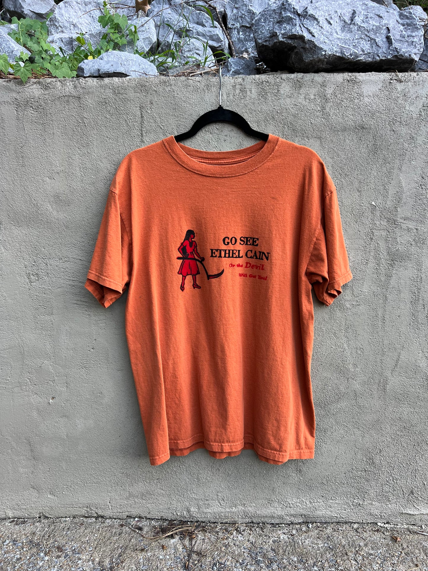 Go See Ethel Cain or the Devil Will Get You - Orange Graphite T-shirt