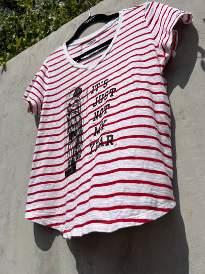Not My Year - Red & White Stripe Tshirt - ON