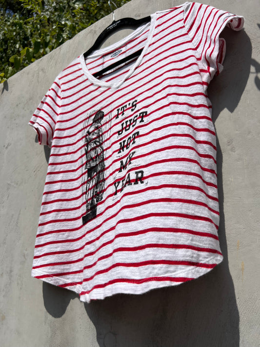 Not My Year - Red & White Stripe Tshirt - ON