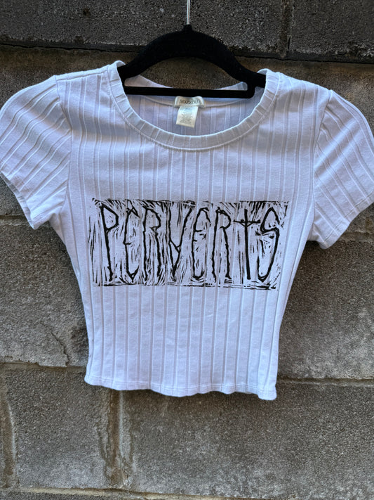 Perverts - White Baby Tee - B