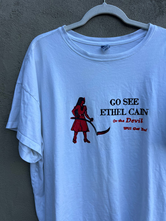 Go See Ethel Cain or the Devil Will Get You - Old Navy Boxy White T-shirt