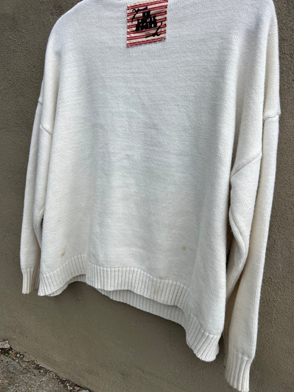 Say it Like You Mean it - Hand Embroidered White Sweater