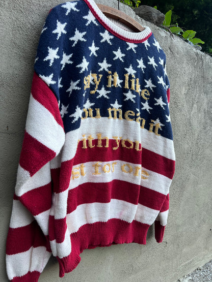 Say it Like You Mean it - Hand Embroidered Vintage Sweater