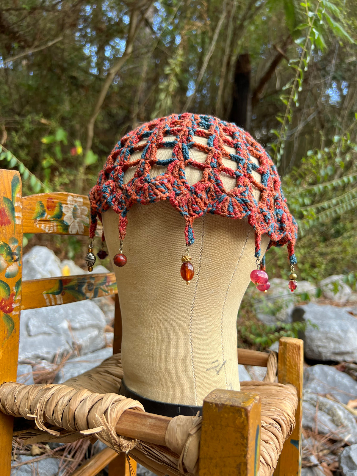 Rust - Beaded Skull Cap