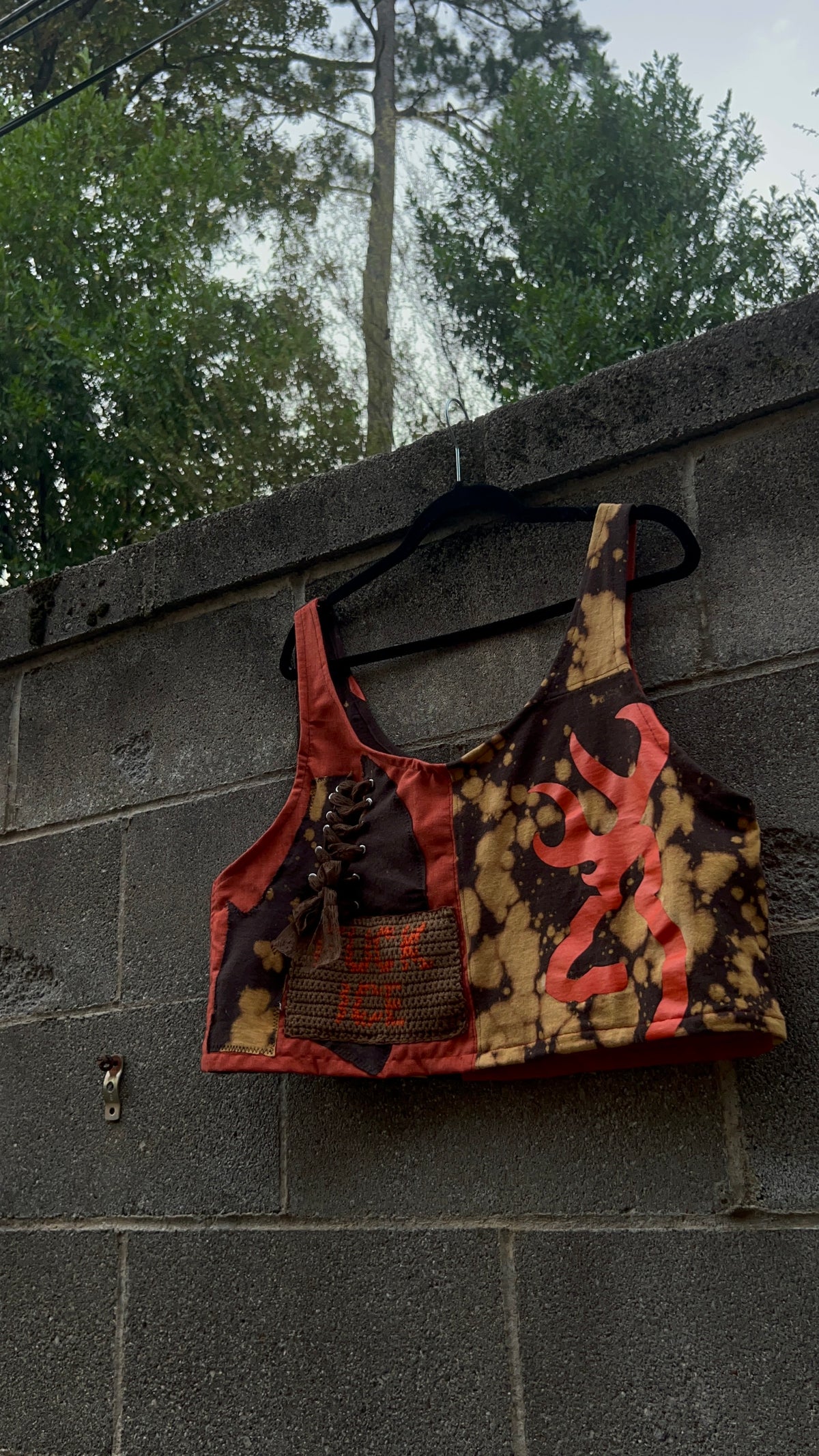FUCK ICE - Brown & Orange Scrapped Tank Top