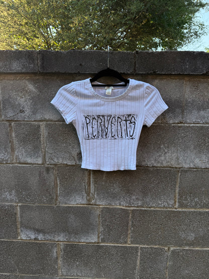 Perverts - White Baby Tee - B