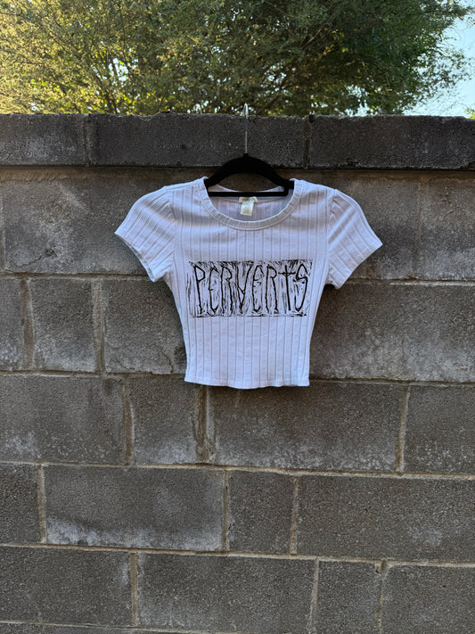 Perverts - White Baby Tee - B
