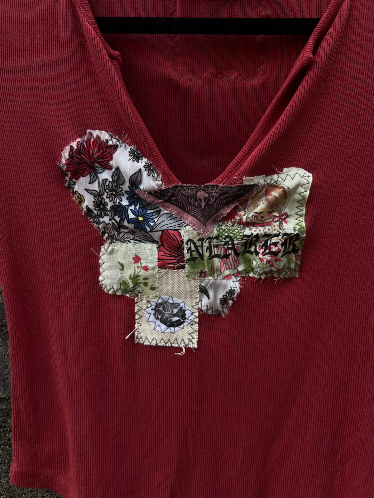 Nearer - Red Patchwork Baby Tee
