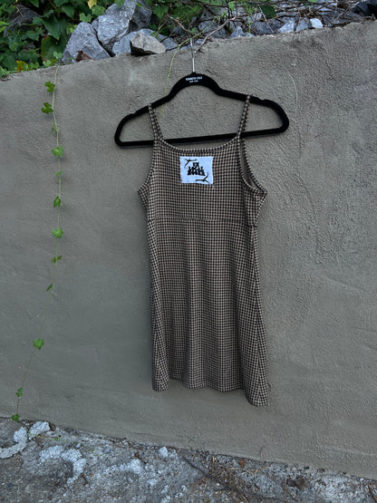 Not My Year - Brown & Black Houndstooth Dress