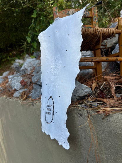 What is it You Think You Need - Hand Embroidered Alter Cloth / Vintage Lace