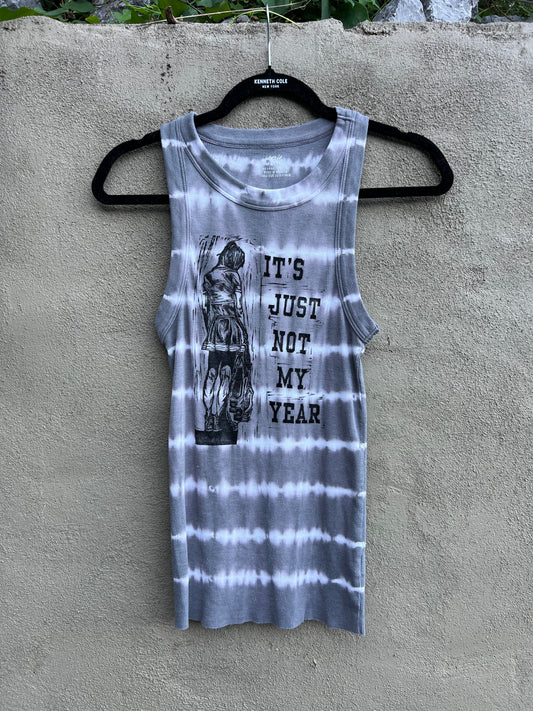 Not My Year - Grey Tie-Dye Tank Top