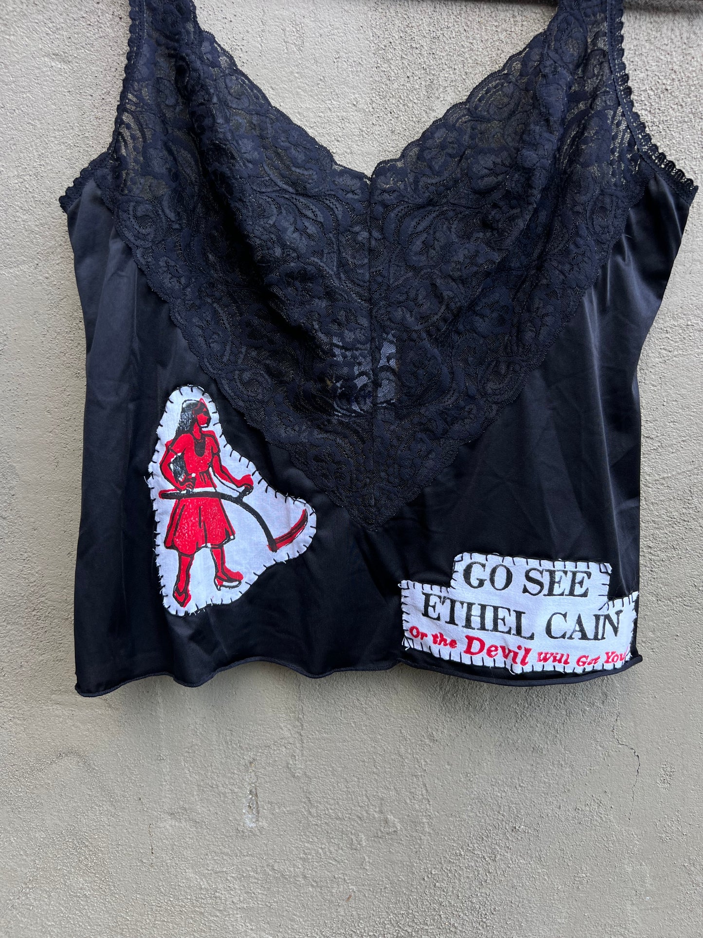 Go See Ethel Cain or the Devil Will Get You -  Vintage black lace front tank