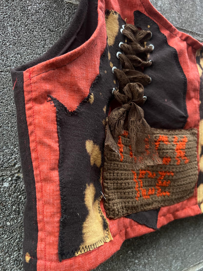 FUCK ICE - Brown & Orange Scrapped Tank Top