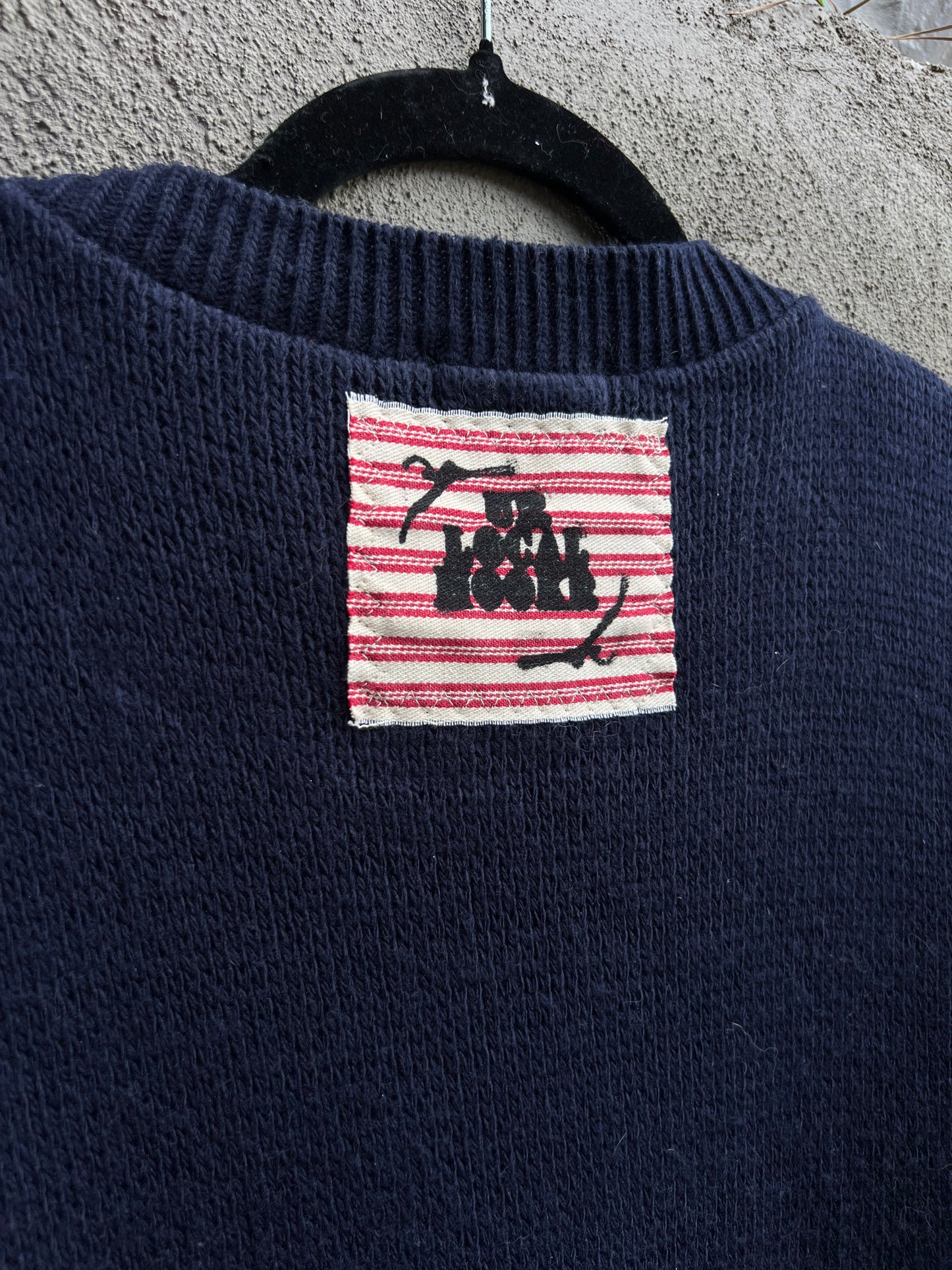 Say it Like You Mean it - Hand Embroidered Navy Sweater