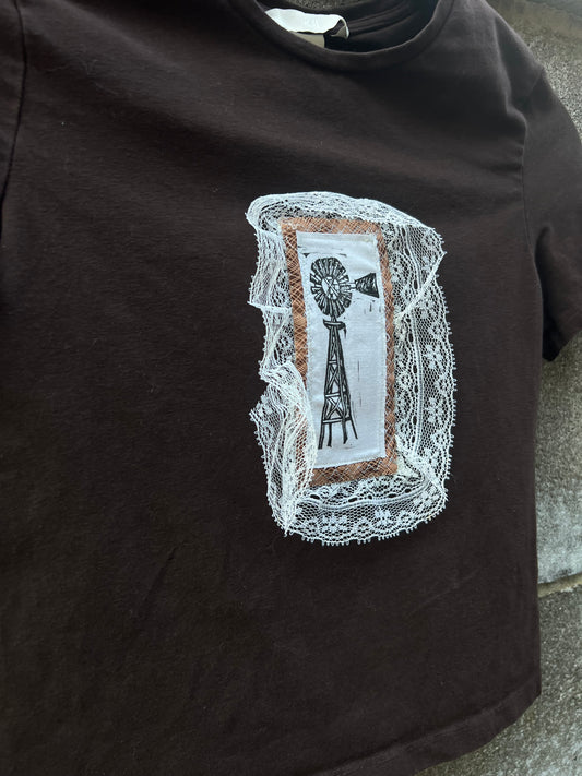 Windmill Patchwork - Brown Baby Tee