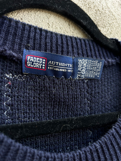 Say it Like You Mean it - Hand Embroidered Navy Sweater