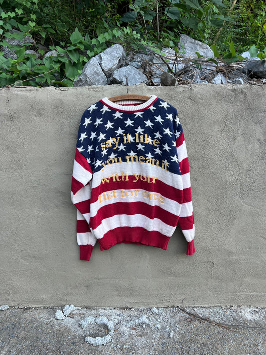 Say it Like You Mean it - Hand Embroidered Vintage Sweater
