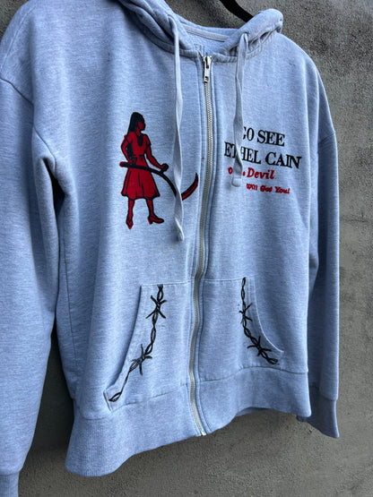 Go See Ethel Cain or the Devil Will Get You - “Time & Tru” Grey Zip-Up Hoodie