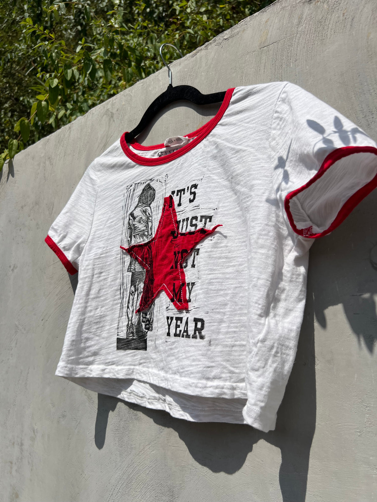 Not My Year - Red & White Ringer Baby Tee - D+M