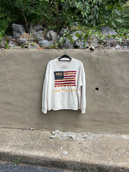 Say it Like You Mean it - Hand Embroidered White Sweater