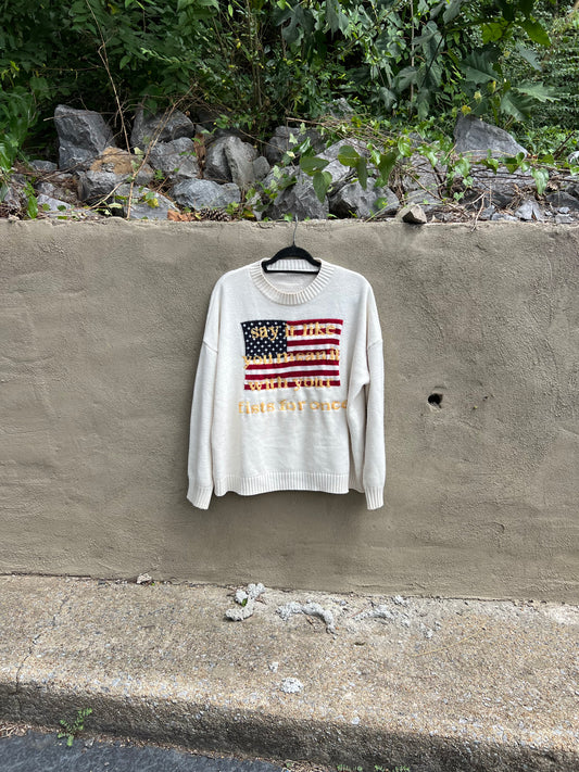 Say it Like You Mean it - Hand Embroidered White Sweater
