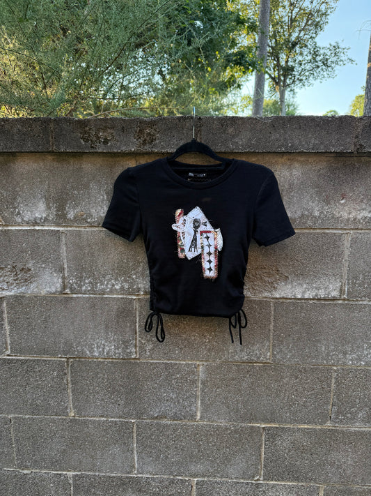 Windmill Patch with Lace - Black Baby Tee