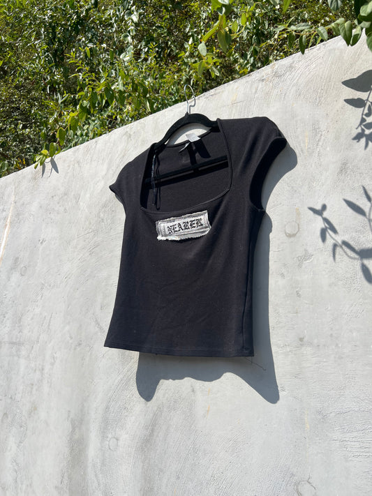 Nearer - Black Square-Neck Top - HM