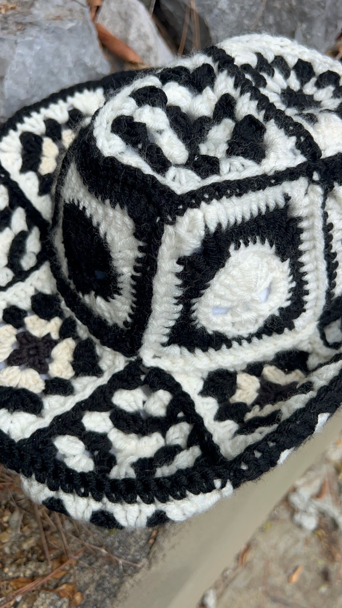 Crochet Cowboy Hat - Black & White