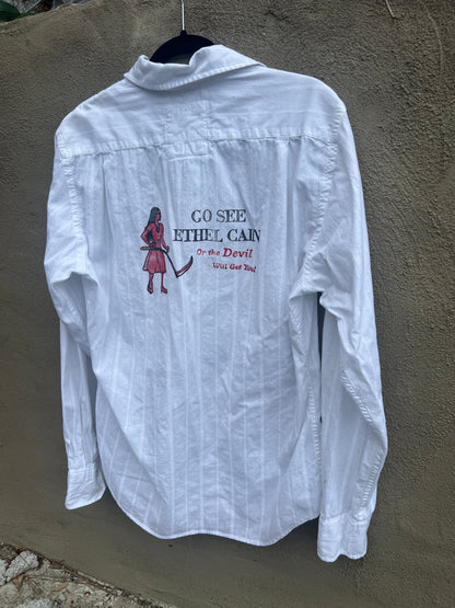 Go See Ethel Cain or the Devil Will Get You - White Half-Button Top
