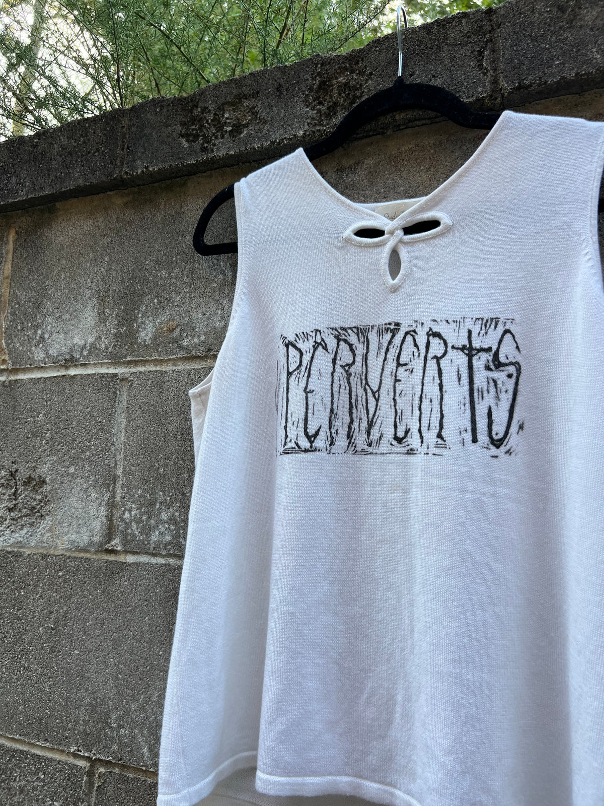 Perverts - White Knit Tank Top - SW