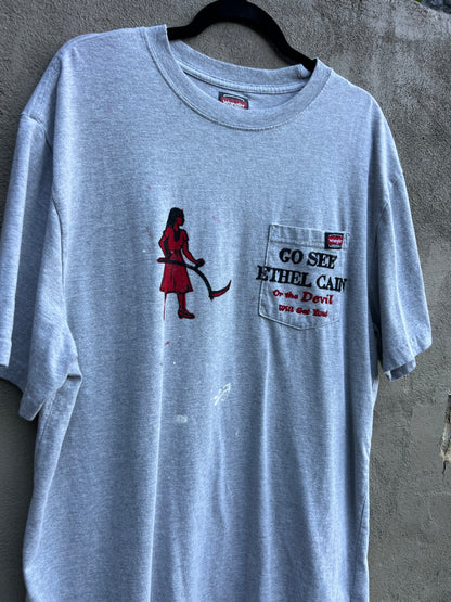 Go See Ethel Cain or the Devil Will Get You - Grey Wrangler T-shirt