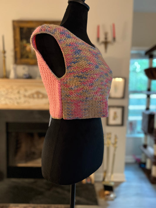 Pink & Blue Tie-Back Top