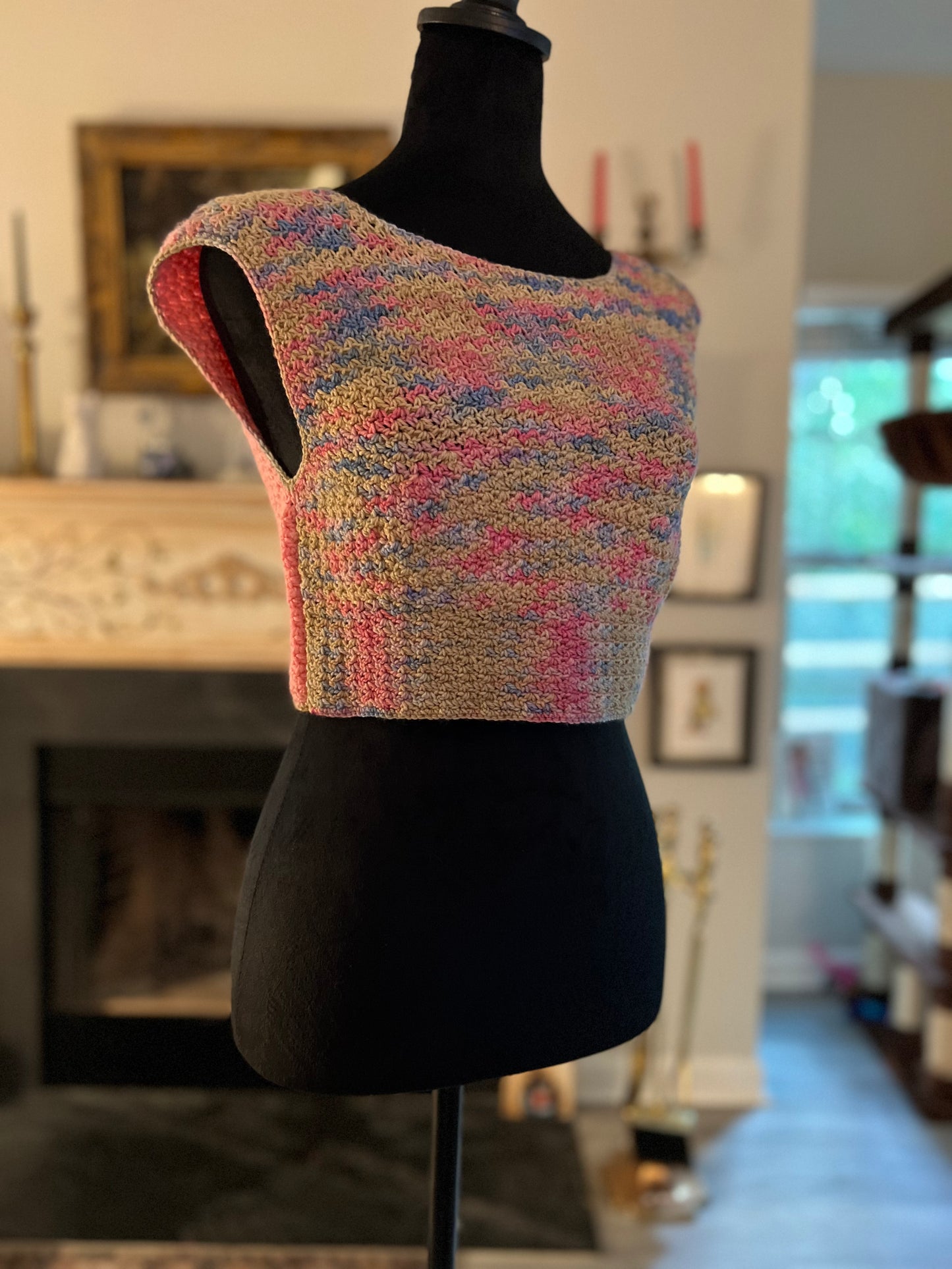 Pink & Blue Tie-Back Top