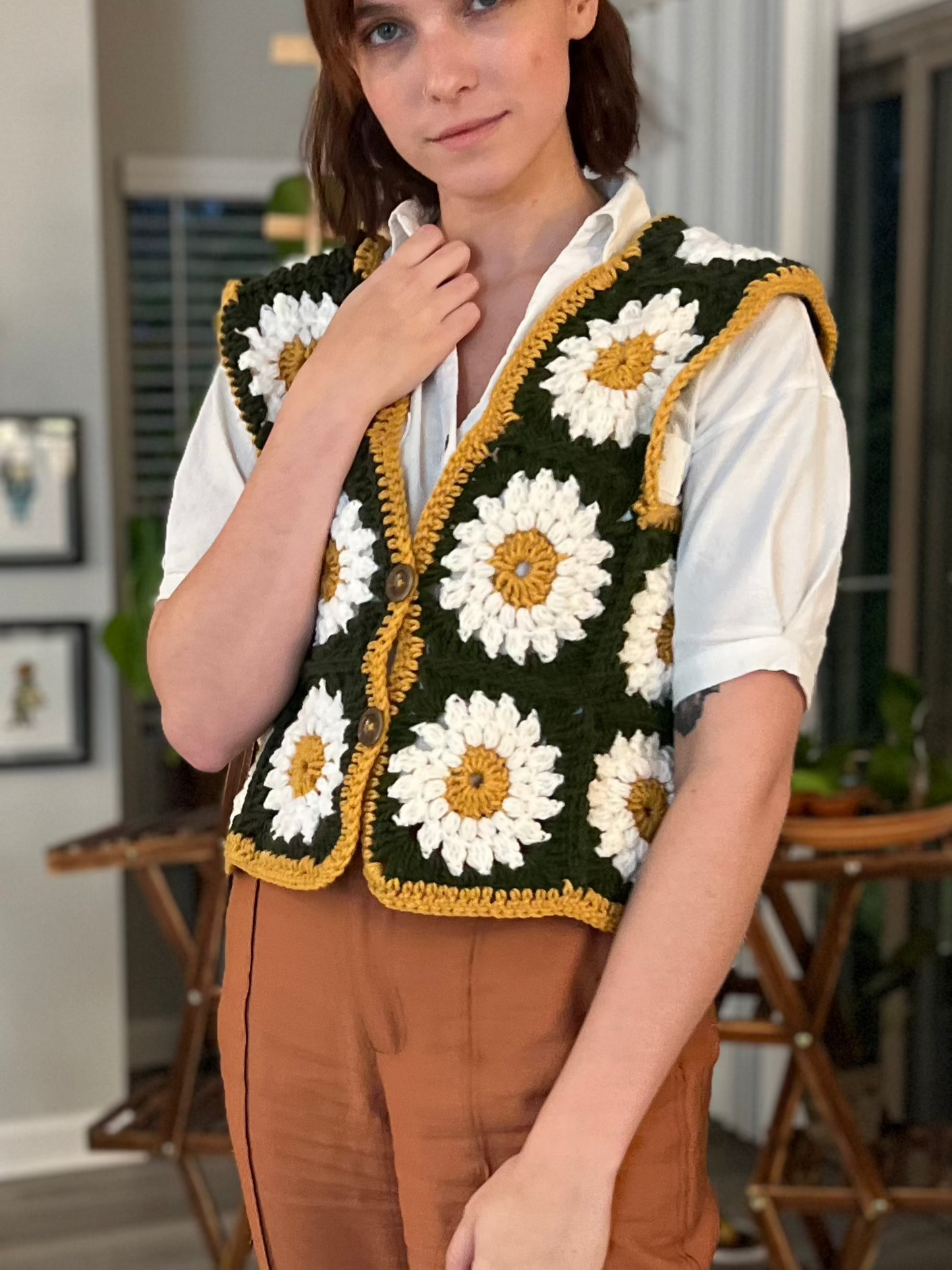 Lazy Daisy Granny Square Vest