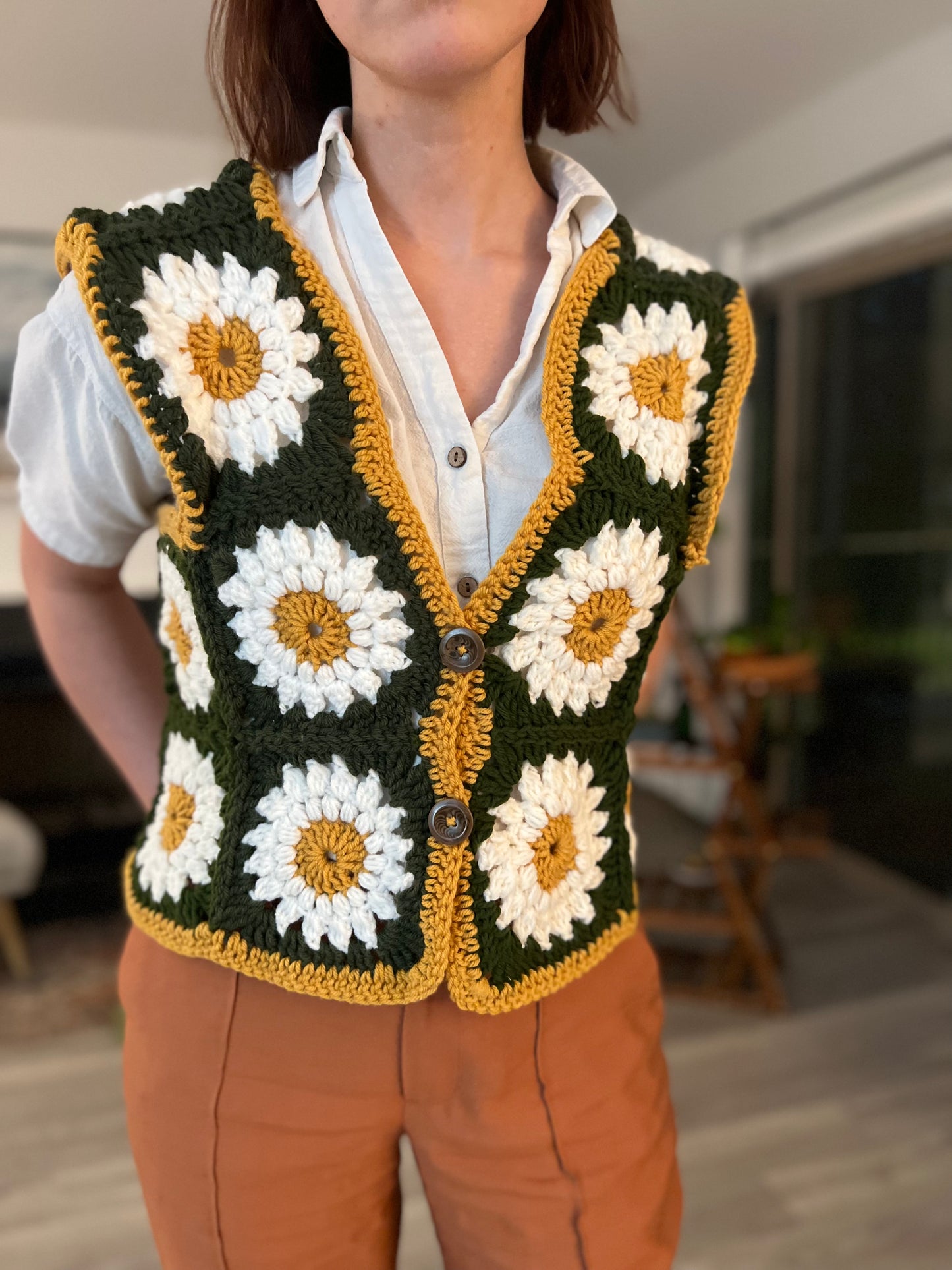 Lazy Daisy Granny Square Vest