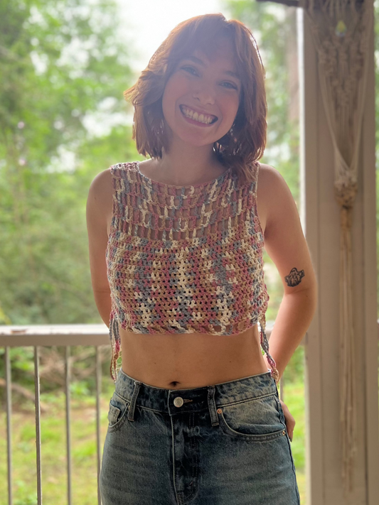 Pink & Blue Crop Top