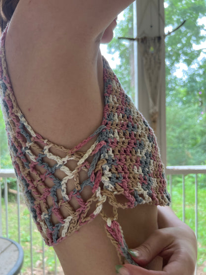 Pink & Blue Crop Top