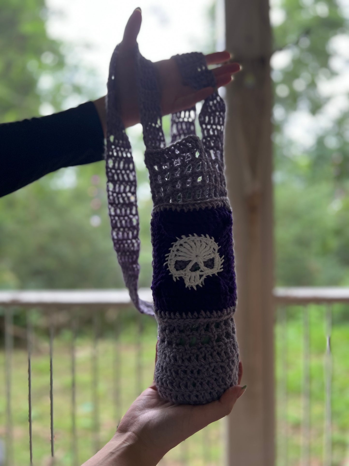 Water or Wine Bottle Purse - Purple Skull
