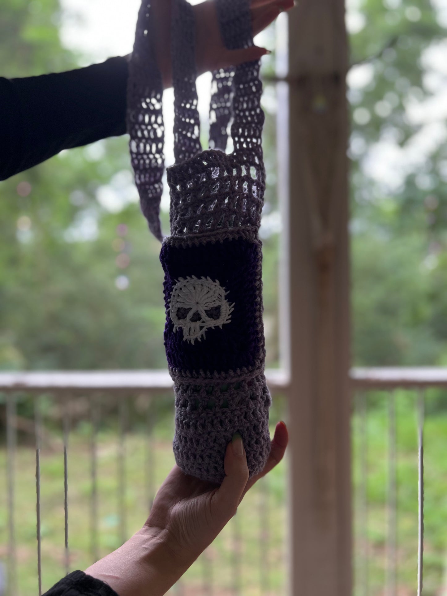 Water or Wine Bottle Purse - Purple Skull