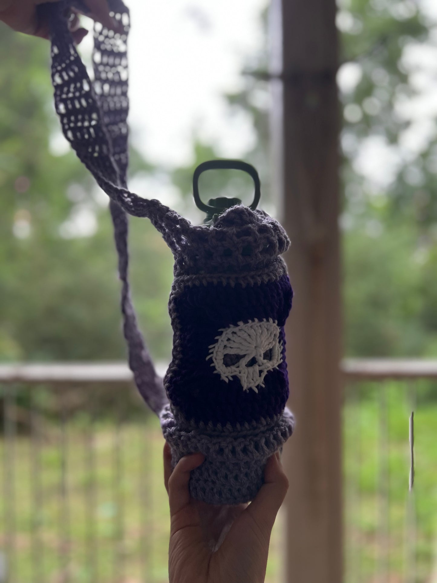 Water or Wine Bottle Purse - Purple Skull