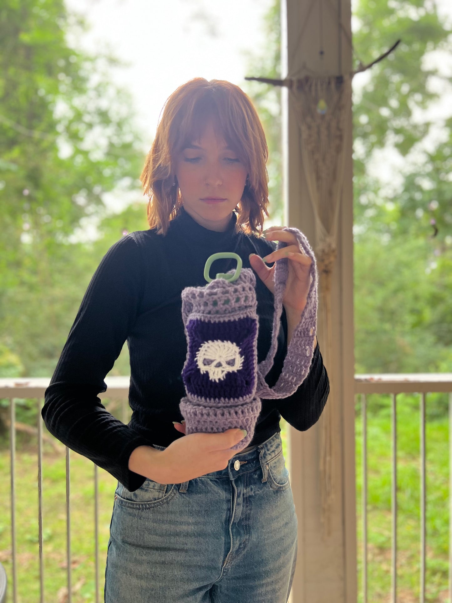 Water or Wine Bottle Purse - Purple Skull