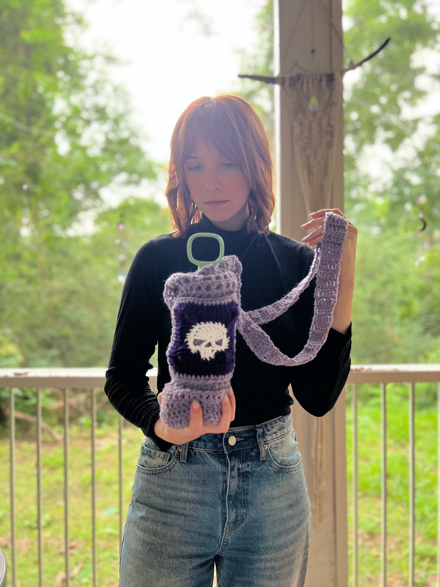 Water or Wine Bottle Purse - Purple Skull