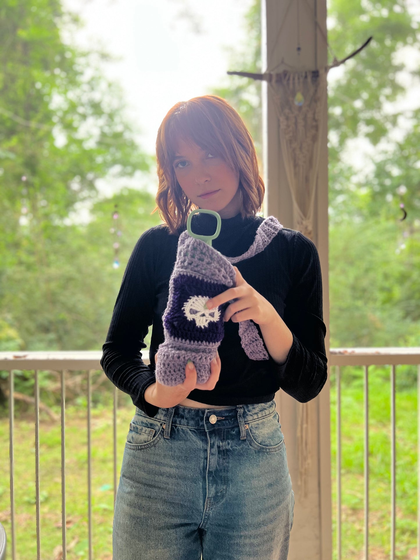 Water or Wine Bottle Purse - Purple Skull