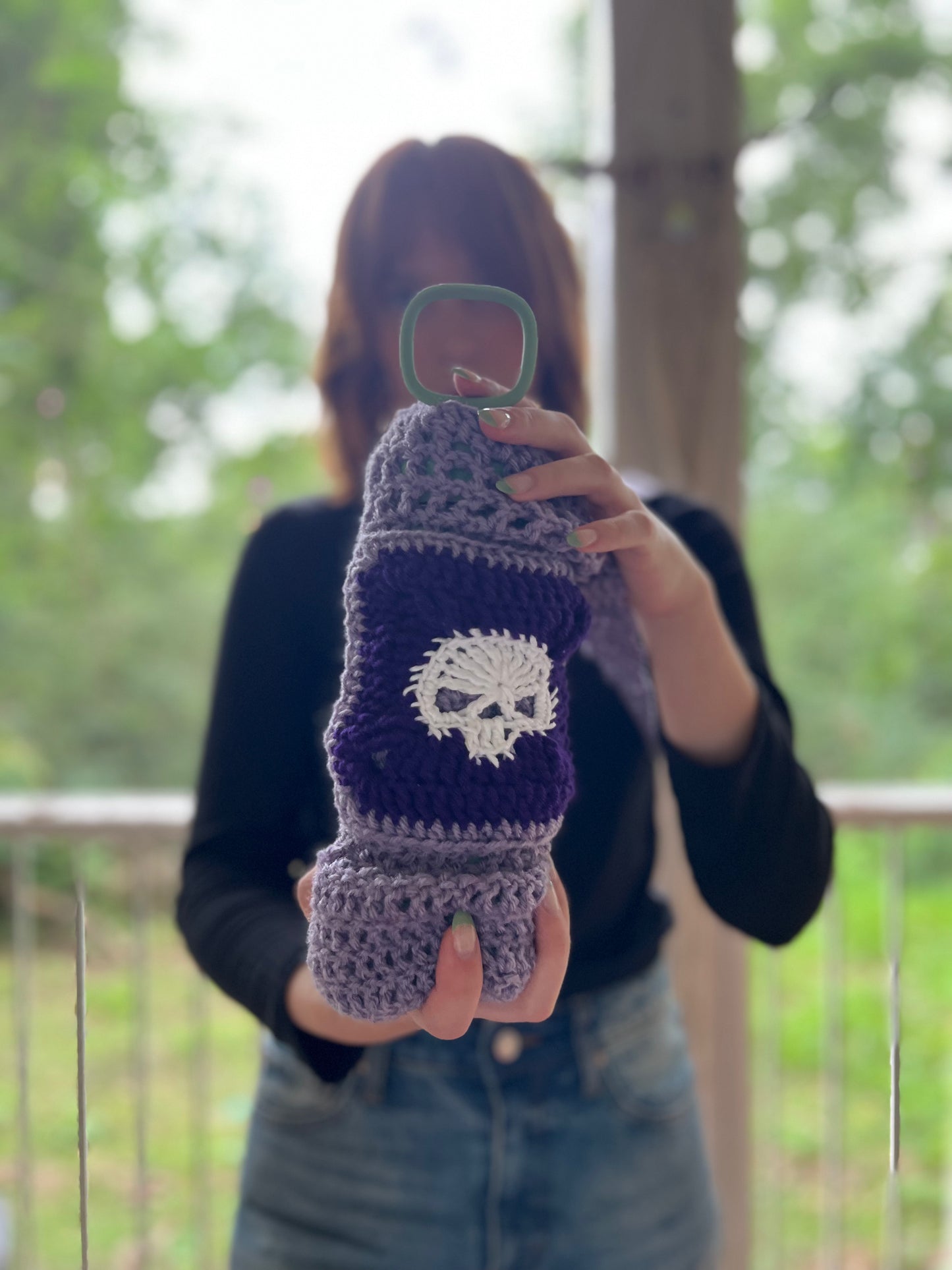 Water or Wine Bottle Purse - Purple Skull