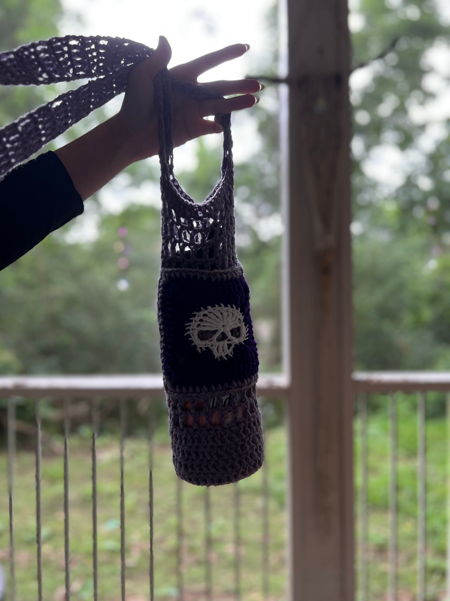 Water or Wine Bottle Purse - Purple Skull
